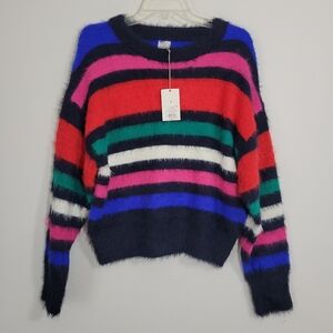 A New Day Navy/Pid Fuzzy Cardigan Sweater  MEDIUM New